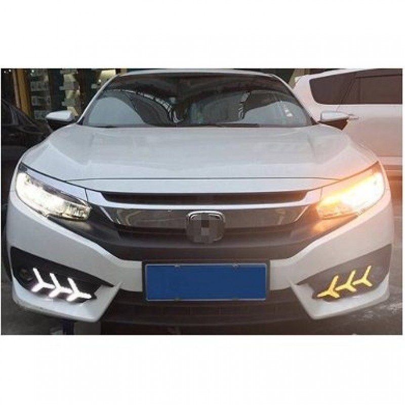 Honda Civic Fc5 2017-2019 Makyajsız Led Gündüz Sis Farı Takımı Lambo Model Sinyalli